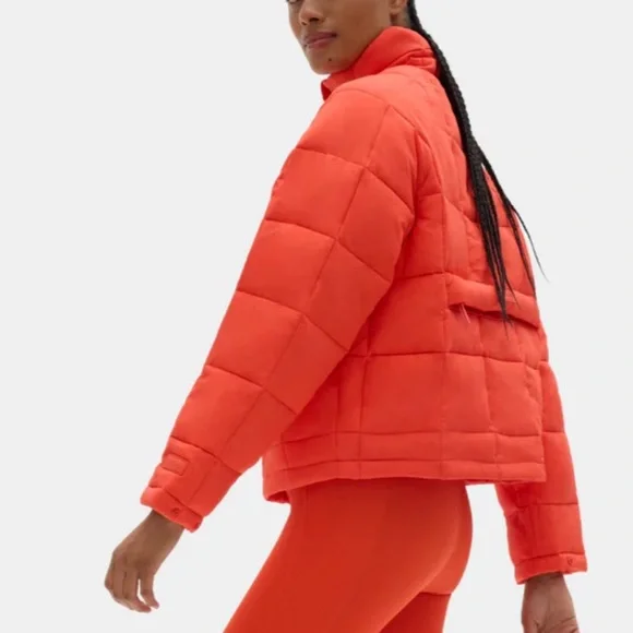 NWT HALFDAYS NELLI lE packable Quilted Orange Jacket - Medium - Picture 3 of 16